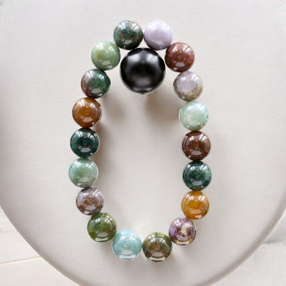 Mixed Agate Gemstone Bracelet Handmade - Picture 3 of 5